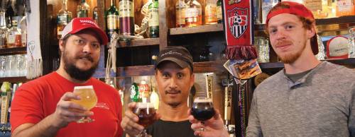 From left: Bartender Wyatt Martin, Kitchen Manager Leo Jaimes and Head Brewer Devin Nisson are responsible for much of the restaurantu2019s success, owner Brian Jeffrey said.