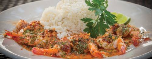 Las Palomasu2019 shrimp al chipotle features shrimp in a spicy, smoked jalepeno sauce.