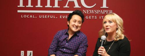 Tiffu2019s Treats CEO Leon Chen and president Tiffany Chen answer questions from Community Impact Newspaper founder John Garrett and staff about the warm-cookie delivery company.