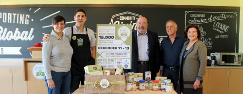 From left: Martha Pincoffs, founder of Hot Dang Grain Burgers; Wade Taylor, store team manager for Whole Foods Domain; Hank Perret, CEO and President of Capital Area Food Bank of Texas; Matt O'Hayer, owner of Vital Farms; and Linda Watson, President and CEO of Capital Metro