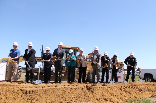 County and city officials break ground on the Denton County Government Center in Frisco.