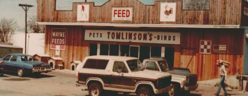 Tomlinsonu2019s Feed began as a chick hatchery before transitioning to an animal feed store as shown in this photo from 1971.