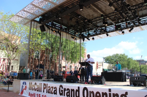 McCall Plaza reopened with the opening of a new stage for live performances on Friday, April 15.