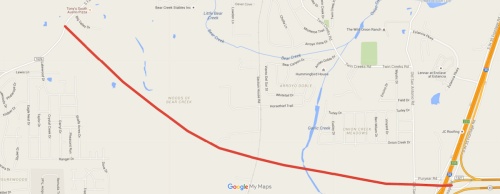 The map shows roughly where the potential SH 45 SW extension would connect FM 1626 to I-35.