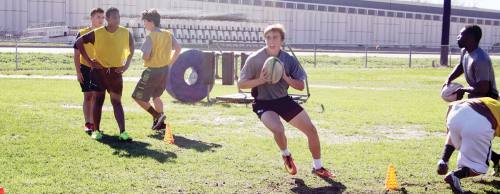 The Cy-Fair Warriors Rugby team practices three days a week at Arnold Middle School.