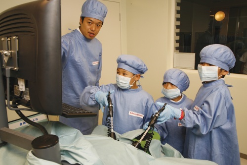 At KidZania, children can roleplay different professions such as medial professionals.