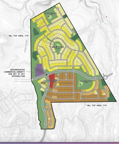 The proposed Wild Ridge master-planned neighborhood northeast of downtown Dripping Springs would include 960 homes on 40- to 60-foot-wide lots. (Courtesy City of Dripping Springs)