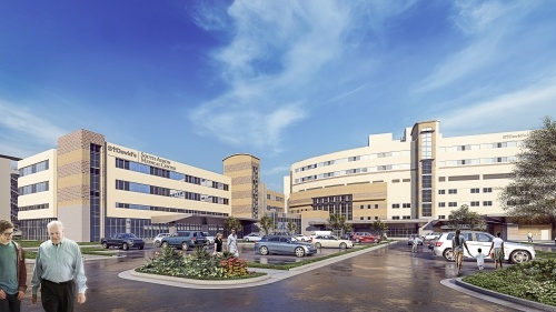 The $249 million project at St. David’s South Austin Medical Center includes a $168 million future expansion that will be completed in 2024 to add 30 beds, four operating rooms, support space and a 24-bed rehabilitation unit. (Rendering courtesy St. David's HealthCare)