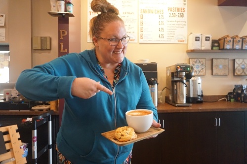 Owner Elizabeth Hale oversees the day-to-day operations of Plum Coffee. (Mikah Boyd/Community Impact Newspaper)