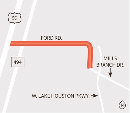The project will expand the two-lane road between Hwy. 59 and Loop 494 by 10 feet to add wider shoulders for vehicles and expand the road between Loop 494 and W. Lake Houston Parkway from two to four lanes. (Ronald Winters/Community Impact Newspaper) 