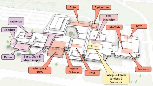 The Hutto High School modernization project will affect numerous areas throughout the school. (Courtesy Hutto ISD)