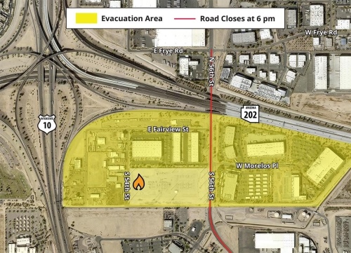 Businesses within "roughly quarter-mile area" from the lithium battery storage facility are being asked to evacuate by 6 p.m., April 21. (Courtesy City of Chandler)