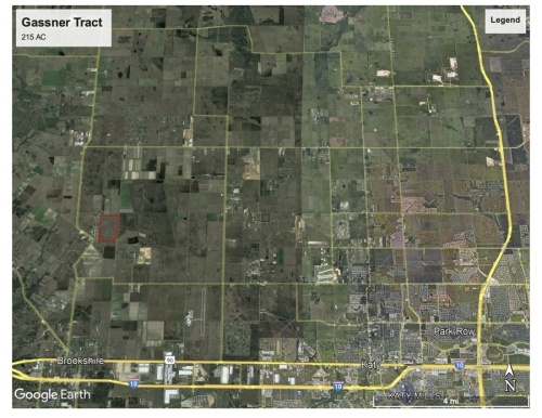 The plat outlined in red shows 215 acres of land in Brookshire. Bold Fox Development will cultivate it as a residential community in early 2024, according to a news release. (courtesy Bold Fox Development)