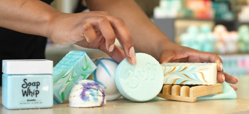 Buff City Soap offers more than 30 customizable scents across dozens of soap products, such as soap bars, bath bombs, foaming hand soap and laundry soap. (Courtesy Buff City Soap)