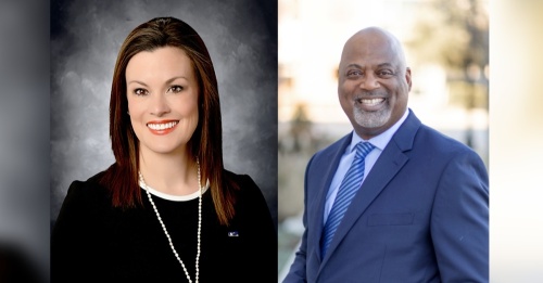 Frisco ISD Board Member Natalie Hebert lost the Place 2 election on May 7 to real estate broker Marvin Lowe by 0.35%, according to unofficial results from Collin and Denton counties. (Courtesy Natalie Hebert and Marvin Lowe)