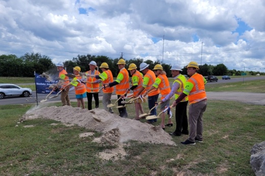 Officials from the Texas Department of Transportation along with state and local officials gathered to mark the groundbreaking of the project. (Jennifer Schaefer/Community Impact Newspaper)