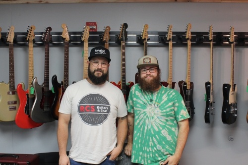 From left: Kyle Reed and Jordan Pena run the day-to-day operations at RCS Guitars and Gear. (Photos by Eric Weilbacher/Community Impact Newspaper)