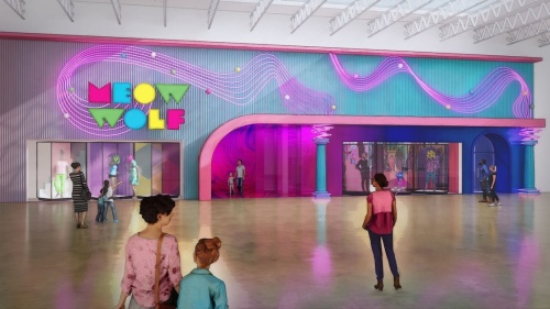 rendering of storefront for Meow Wolf