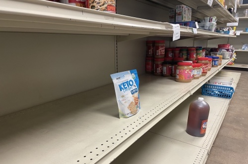 empty shelves at food pantry