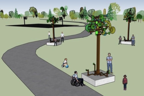This rendering shows plans for the Listening Trees artwork coming to North Park in Fort Worth. (Rendering courtesy city of Fort Worth)