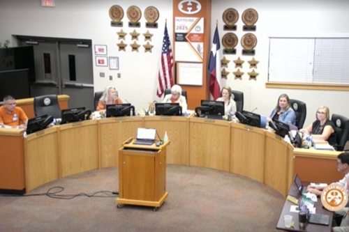 Screenshot of Hutto ISD trustees at their August 11 meeting