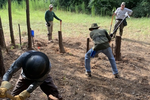 Bayou Land Conservancy's Trail Crew of volunteers is prepping the site to build the outdoor classroom on Arrowwood Preserve. (Courtesy Bayou Land Conservancy)