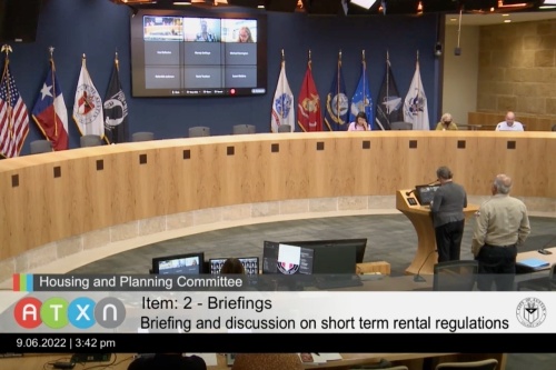 City Council discussed the management of short-term rentals in Austin on Sept. 6. (Screenshot via ATXN)