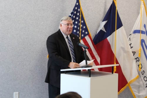 The University of Texas at Dallas President Richard Benson speaks as Richardson opened The IQ headquarters at 1302 E. Collins Blvd. Sept. 14. (Jackson King/Community Impact Newspaper)