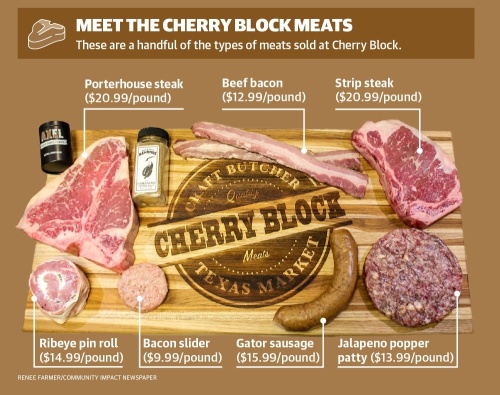 These are a handful of the types of meats sold at Cherry Block. (Renee Farmer/Community Impact Newspaper)
