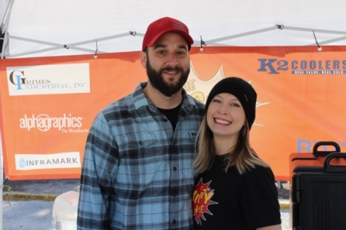 The Mighty Waffle founders Josh and Arielle Lewis began serving waffles at the Tomball Farmers Market in June as a way to raise funds and support the disability community, Arielle Lewis said. (Anna Lotz/Community Impact Newspaper)