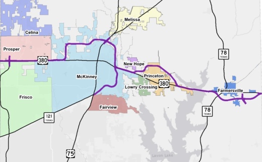 TxDOT presented its preferred US 380 alignment in May 2019. (courtesy city of McKinney)