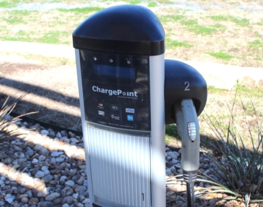 ChargePoint electric car charging stations, similar to this station in Pflugerville, will be coming to three Cedar Park facilities. BRIAN PERDUE/COMMUNITY IMPACT NEWSPAPER