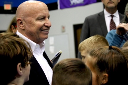 U.S. Rep. Kevin Brady, R-The Woodlands, speaks to students at Covenant Christian School. (Andy Li/Community Impact Newspaper)