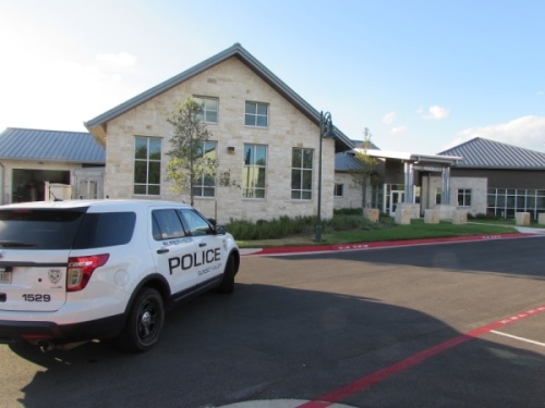 Construction on Sunset Valley city facilities including its new police building were completed in the early summer of 2019, but problems persist with its water features. (Nicholas Cicale/Community Impact Newspaper)