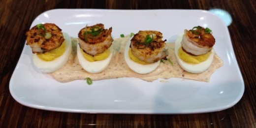 Deviled eggs with shrimp (Courtesy Lowens Seafood)