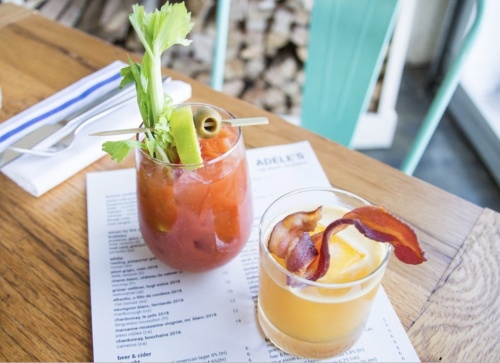 Adele’s offers several breakfast cocktails to choose from, including a bacon-topped bourbon drink and others. (Courtesy Adele's)