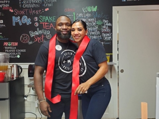 Husband and wife Brandon and Escarlet Barrett celebrated the grand opening of their new business, Driven By Nutrition, with a ribbon-cutting ceremony Dec. 28. (Courtesy Driven by Nutrition)