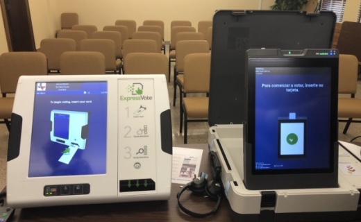 Fort Bend County examined two different voting systems before selecting Elections Systems and Software, left, for its new voting machines. (Beth Marshall/Community Impact Newspaper)