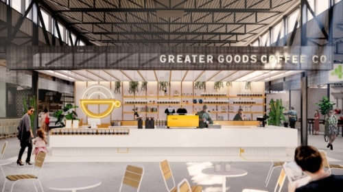 Greater Goods Coffee Co. has been added as a future tenant at the St. Elmo Public Market. (Rendering courtesy Andersson / Wise)