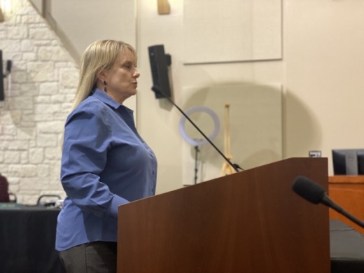 Parks and Recreation Director Andra Bennett addresses City Council during the Feb. 3 special meeting. (Brian Rash/Community Impact Newspaper)