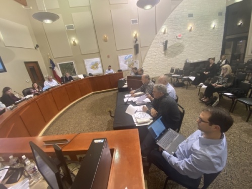 Members of the comprehensive plan steering committee spoke with Lakeway City Council during a Feb. 3 work session. (Brian Rash/Community Impact Newspaper)