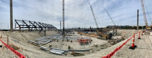 Construction began on the Austin FC soccer stadium in September. (Amy Denney/Community Impact Newspaper)