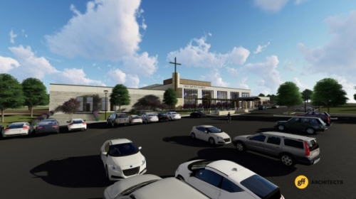 First Baptist Church of Plano expects to begin construction on its new church in March following a groundbreaking ceremony in February. (Rendering courtesy First Baptist Church of Plano)