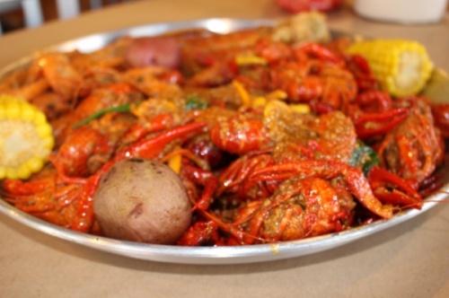 The Fisherman's Catch special at Crab Heads Cajun Boil in Missouri City comes with 2 pounds of crawfish. (Claire Shoop/Community Impact Newspaper)