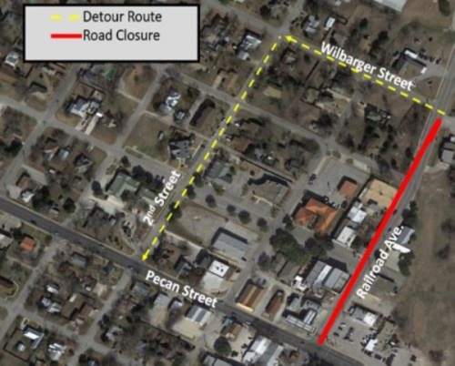 Railroad Avenue in Pflugerville will be temporarily closed Friday, Feb. 7 and Monday, Feb. 10 to complete pavement work. (Courtesy city of Pflugerville) 