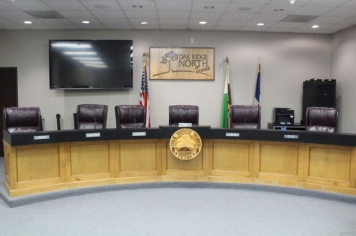 Oak Ridge North City Council met for a special-called joint hearing and regular council meeting Feb. 10. (Ben Thompson/Community Impact Newspaper)