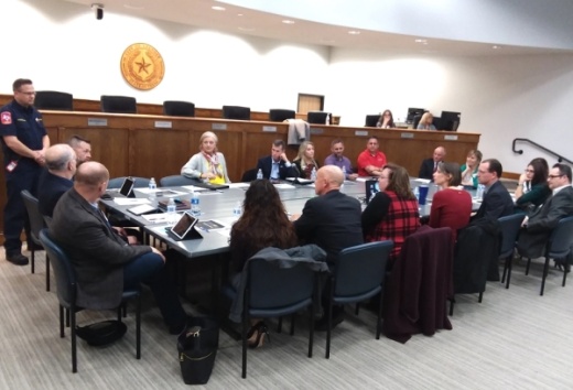 Leander City Council hosted Leander ISD's board of trustees for a Feb. 11 joint meeting in Leander. (Brian Perdue, Community Impact Newspaper)