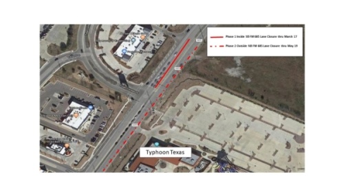 Construction is set to begin Feb. 14 on FM 685 near Typhoon Texas in Pflugerville. (Courtesy city of Pflugerville)
