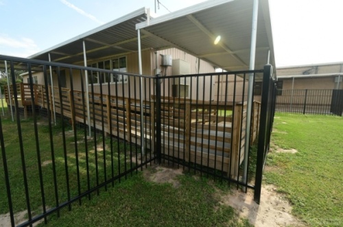 Security fencing is installed around Hamilton Elementary School in fall 2019. (Courtesy Cy-Fair ISD)