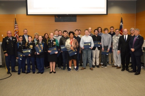 The Comal ISD CyberPatriots were recognized by the board of trustees on Jan. 30. (Courtesy of Comal ISD) 